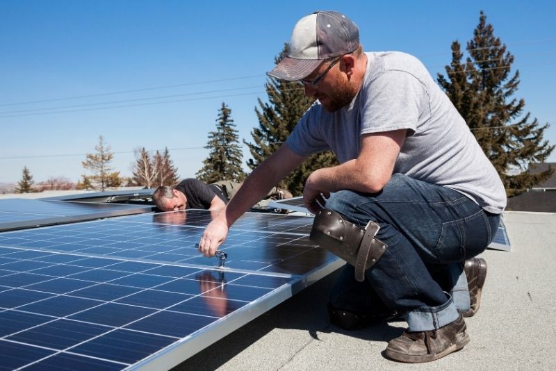 solar panels being installed